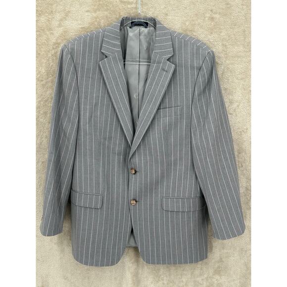 Lauren Ralph Lauren Blazer Mens 40R Gray Pinstripe Wool Blend Old Money Career - Picture 1 of 9